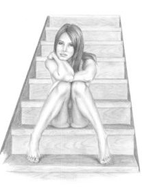 nu femme sur l'escalier